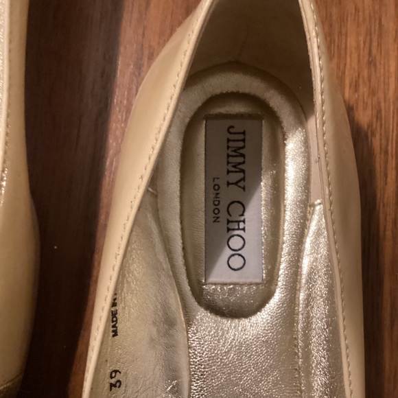 Jimmy Choo Nude Patent Leather Glitter Cap Toe Whirl Flats - Picture 10 of 10